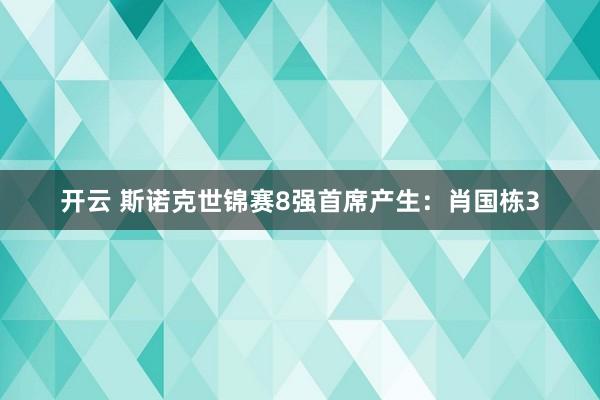 开云 斯诺克世锦赛8强首席产生：肖国栋3