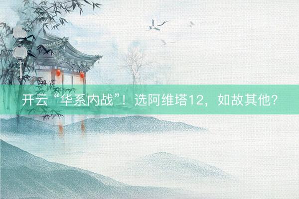 开云 “华系内战”！选阿维塔12，如故其他？